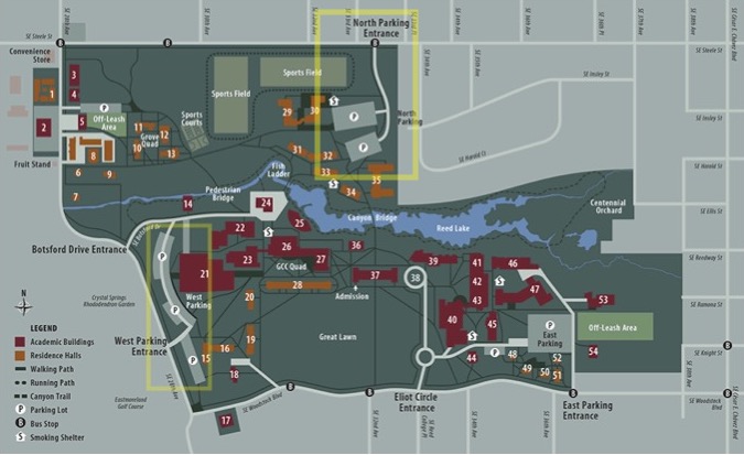Reed College Parking Map